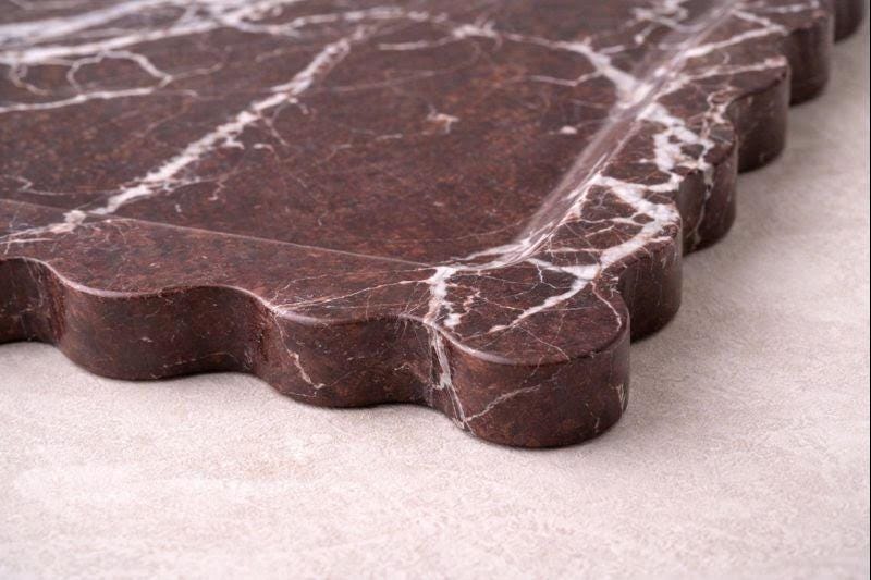 Burgundy Marble Scallop Tray