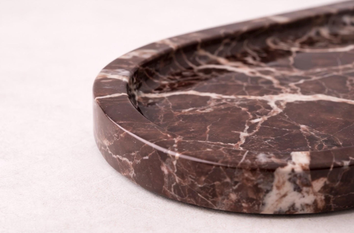 Dark oval Marble Tray | Luxury Red Stone Catchall