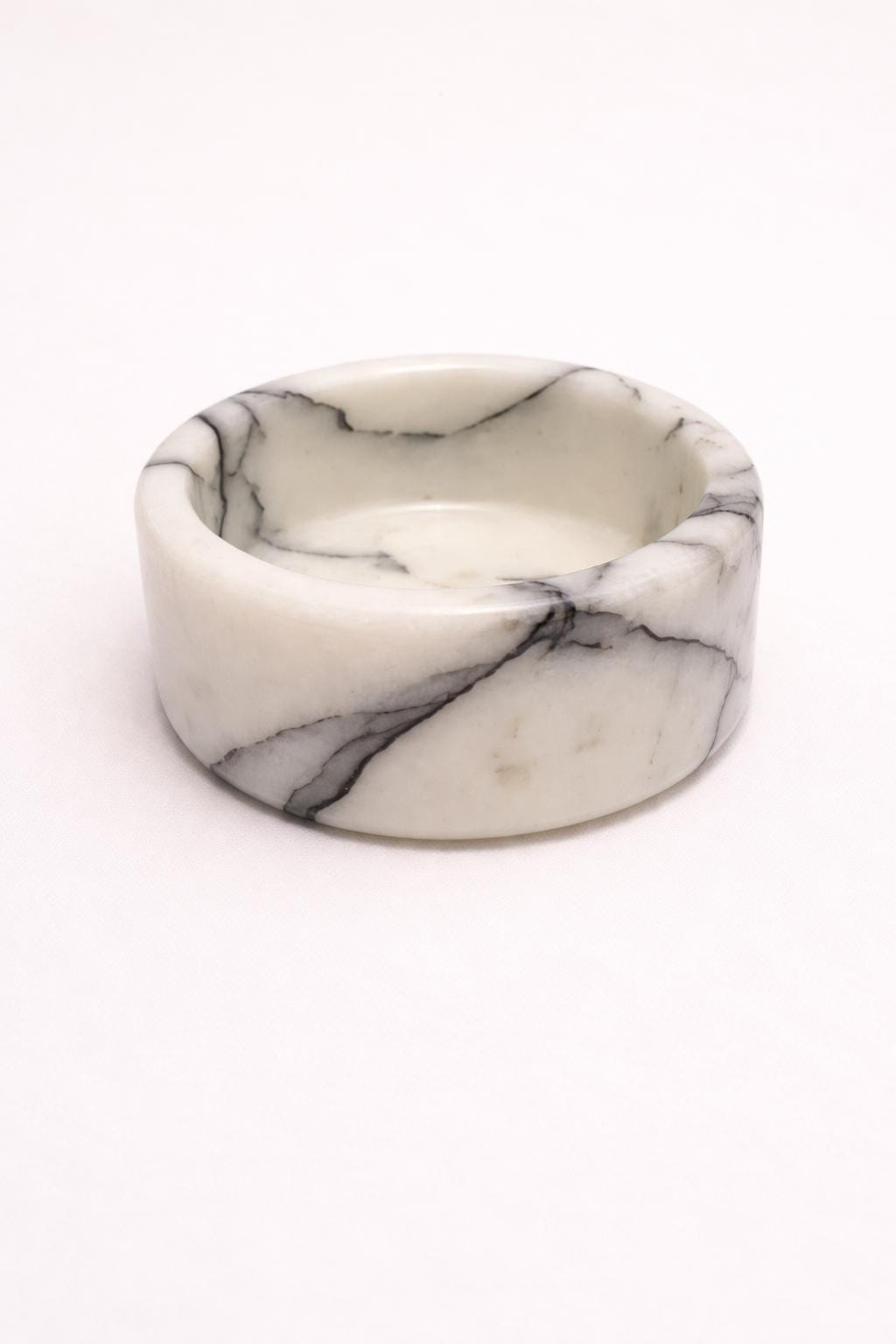White Marble Cat Bowl | Modern Minimalist Pet Feeding Dish