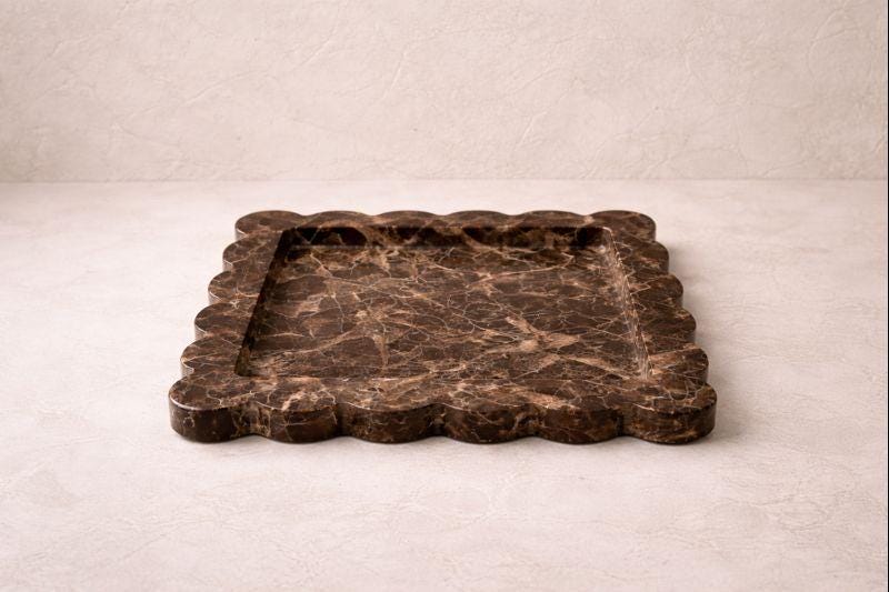 Brown Marble Scallop Tray