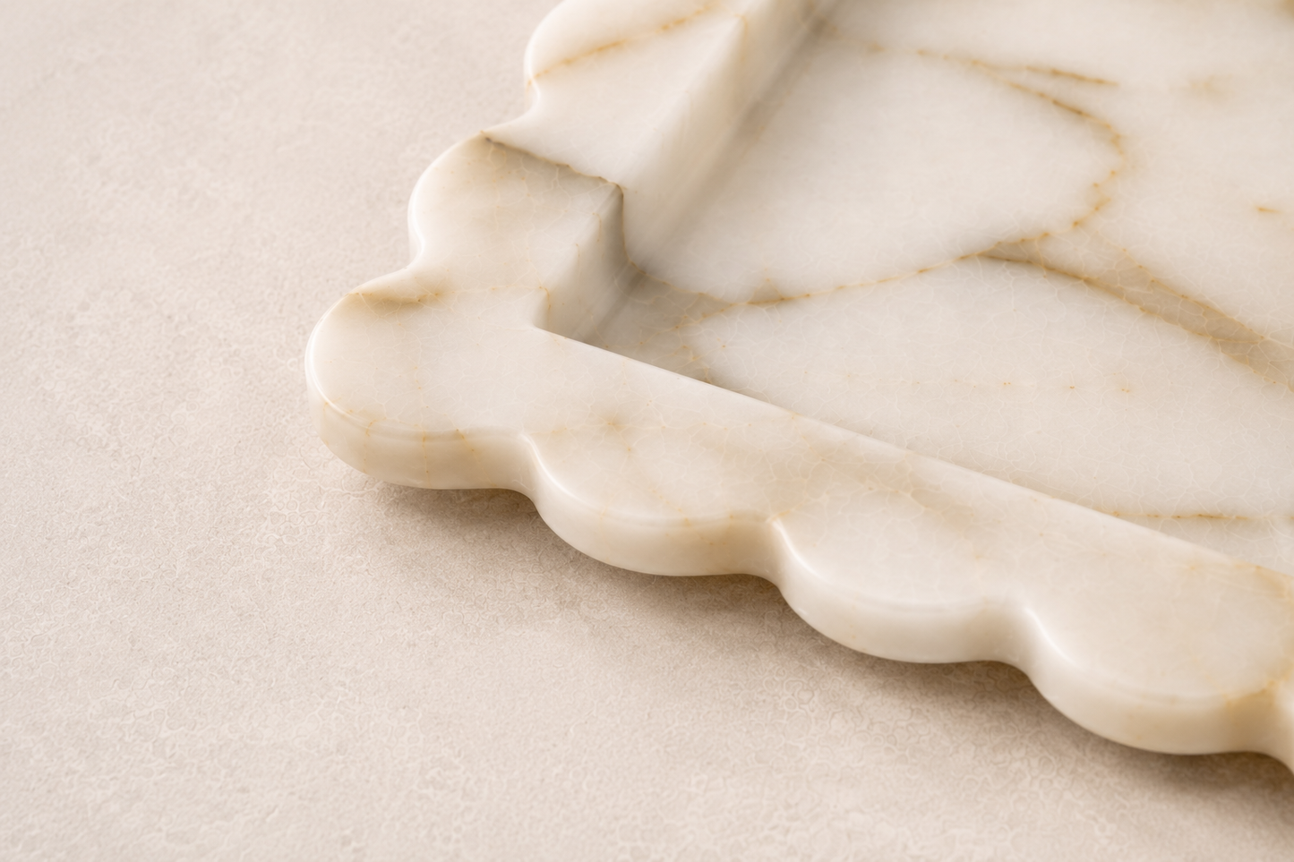 White Marble Square Scallop Tray