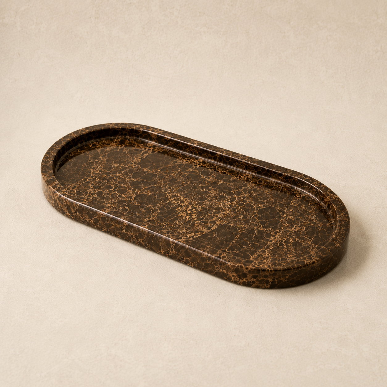 Brown Marble Oval Tray