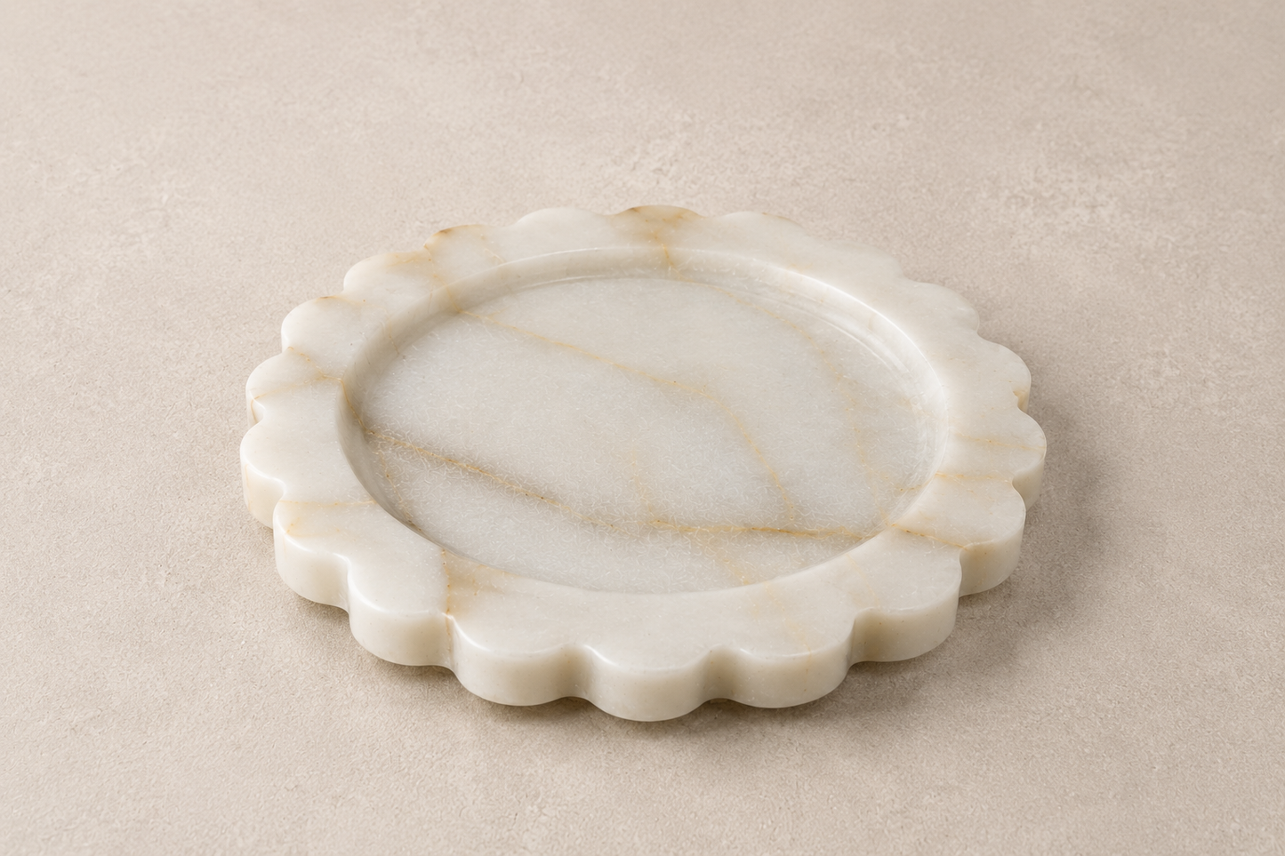 White Marble Round Scallop Tray