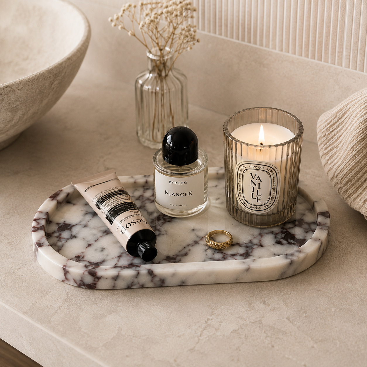 Viola Marble Oval Tray