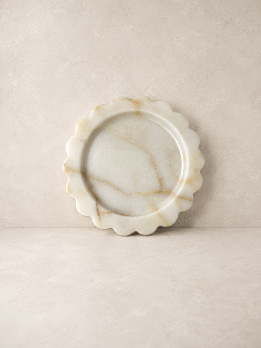 White Marble Round Scallop Tray
