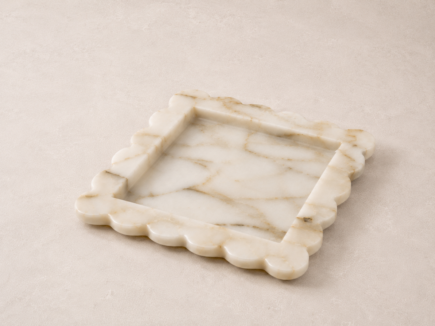 White Marble Square Scallop Tray
