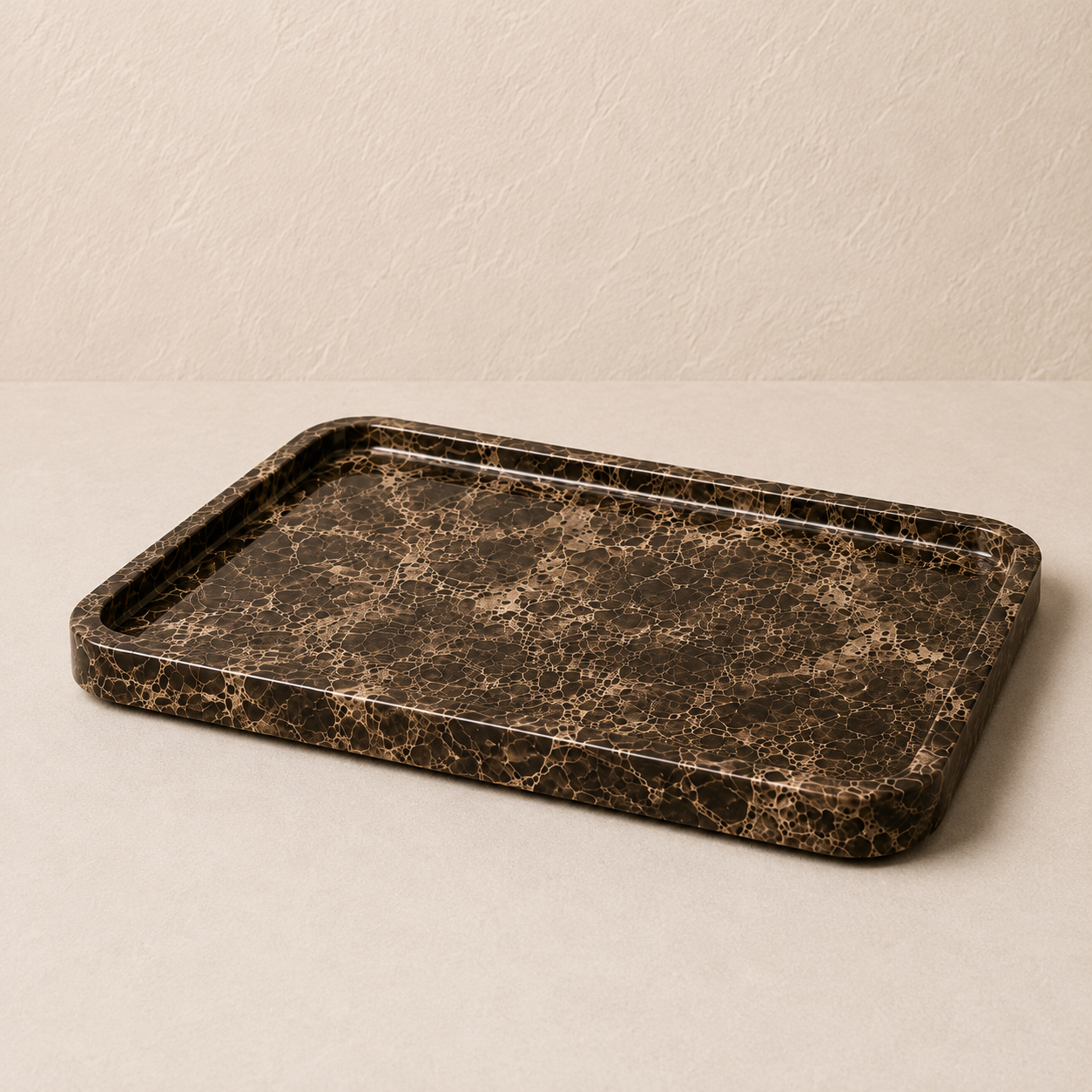 Brown Marble Smooth Large Tray