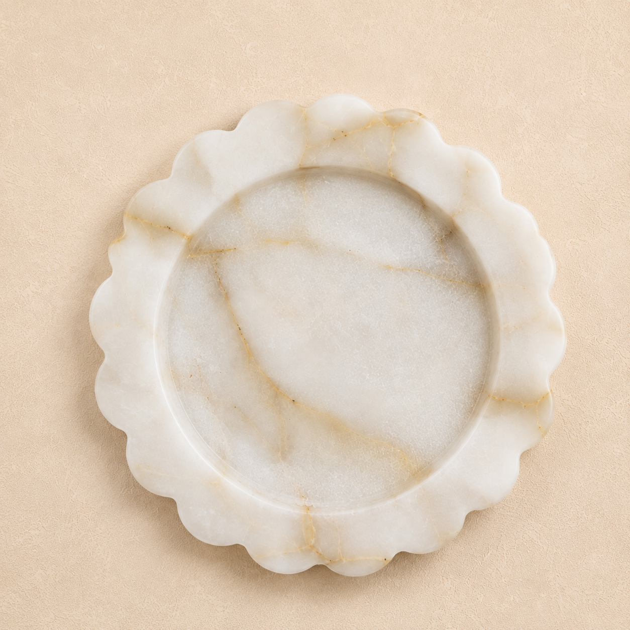 White Marble Round Scallop Tray