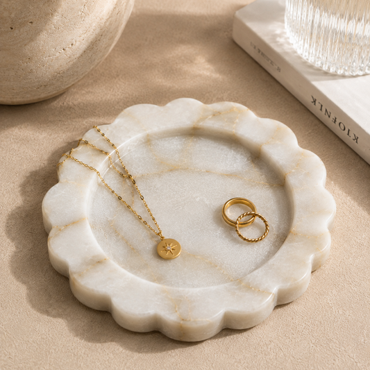 White Marble Round Scallop Tray