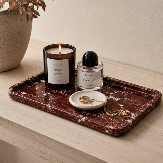 Burgundy Marble Smooth Large Tray