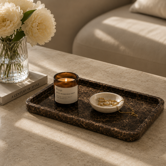 Brown Marble Smooth Large Tray