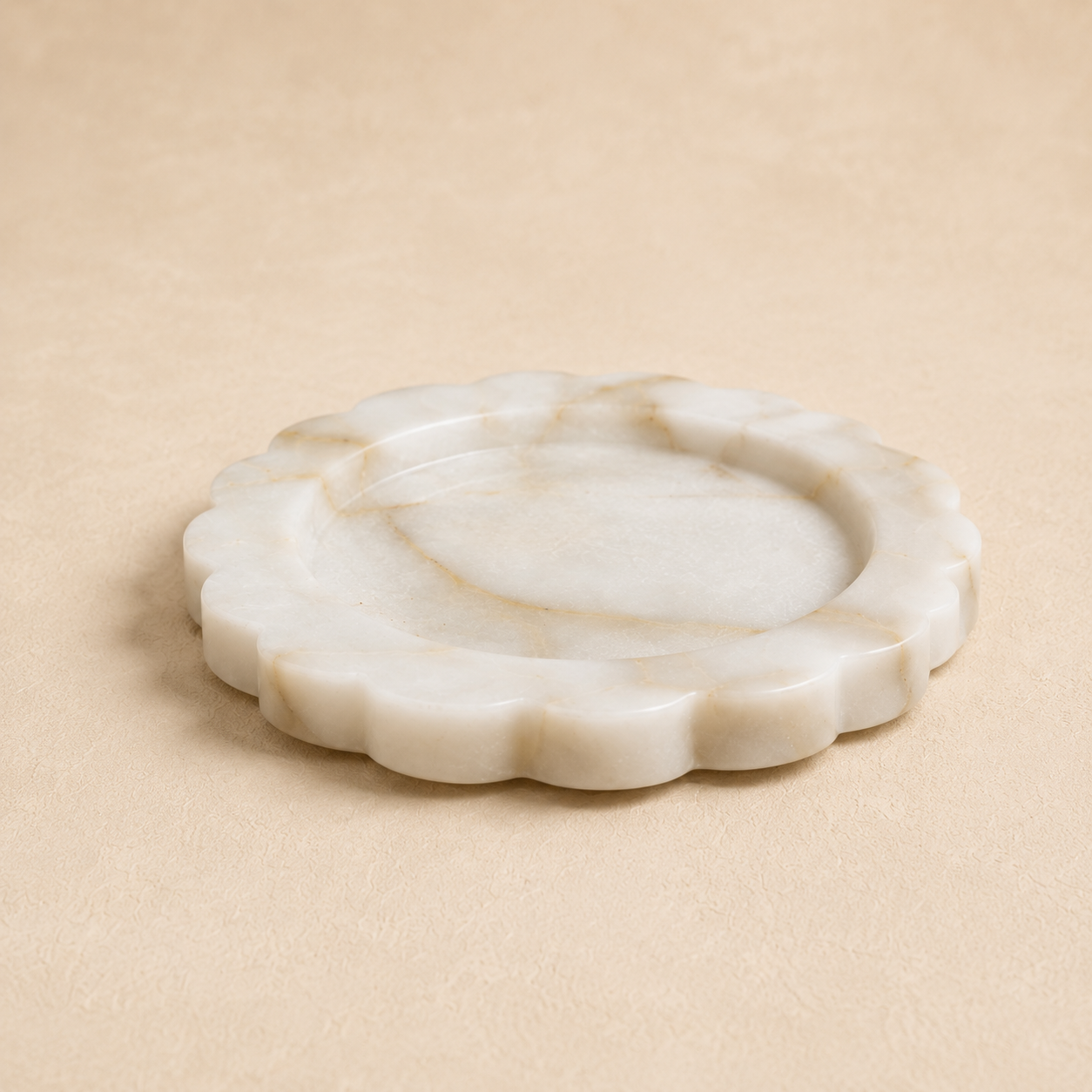 White Marble Round Scallop Tray