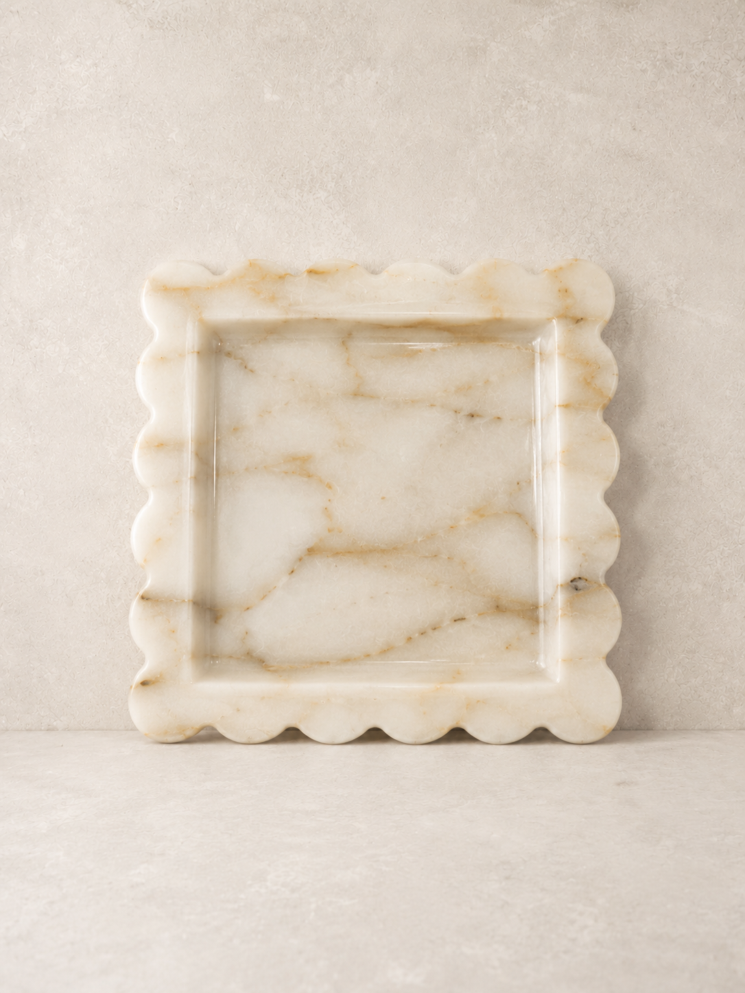 White Marble Square Scallop Tray