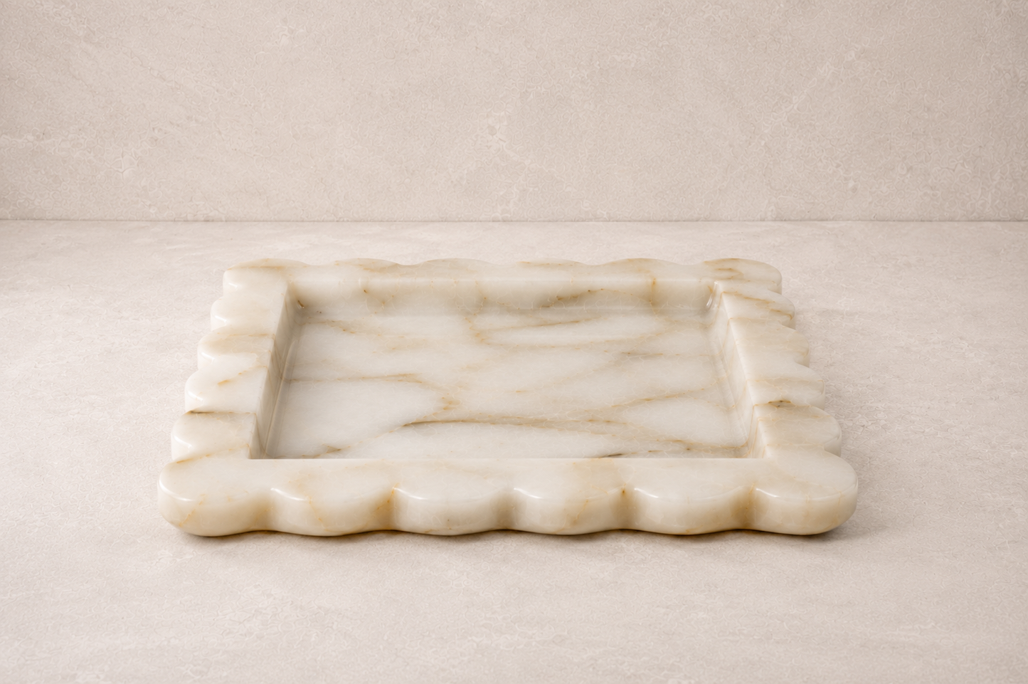 White Marble Square Scallop Tray