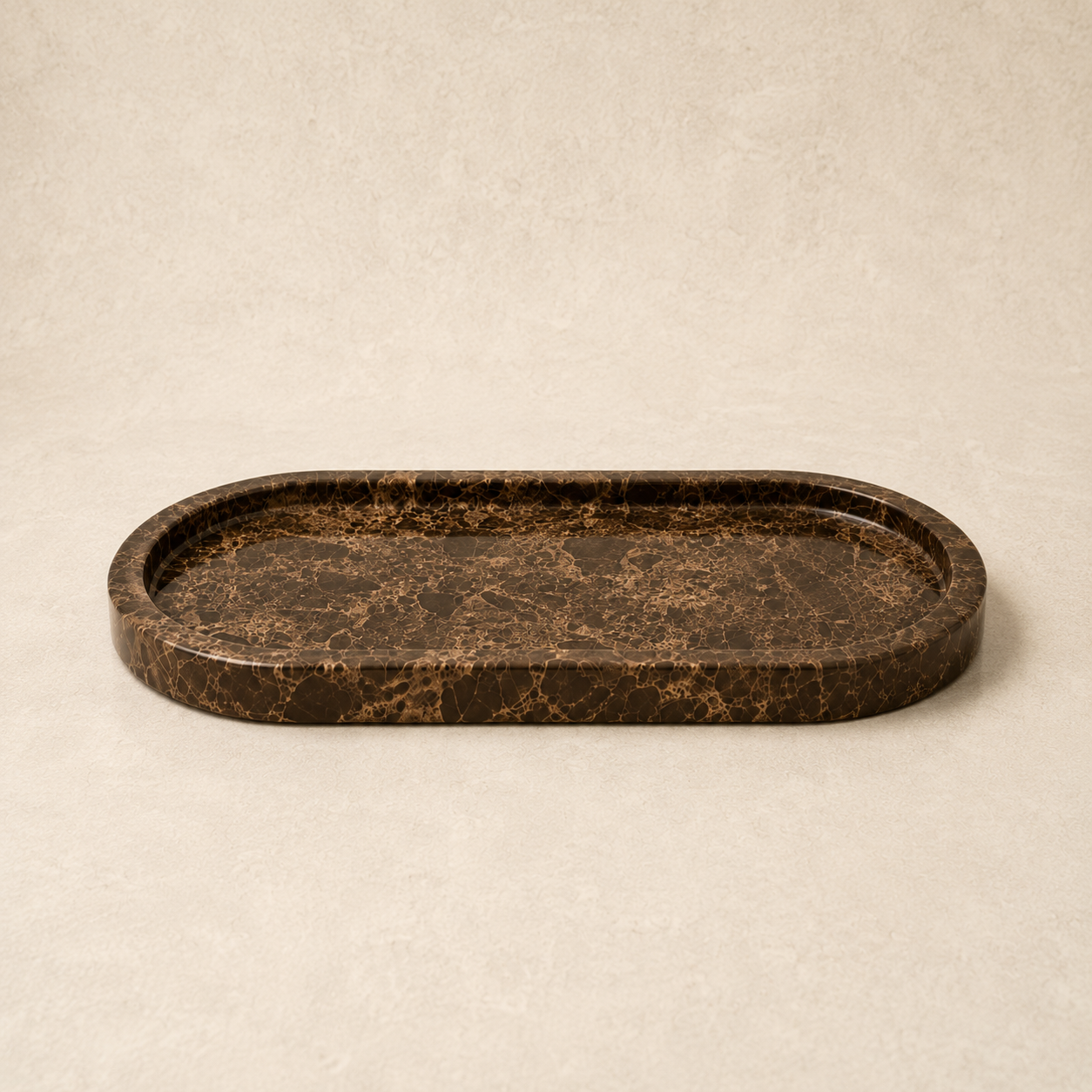 Brown Marble Oval Tray