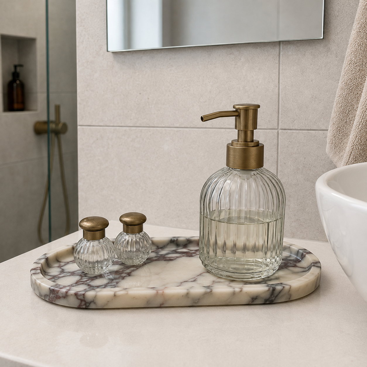 Viola Marble Oval Tray