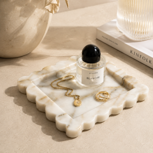 White Marble Square Scallop Tray